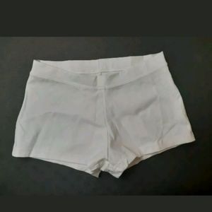 White Large Women Capezio Boy Cut Low Rise Shorts